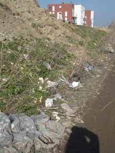 Odpady budowlane wzdłuż ścieżki dydaktycznej. Właścicielem terenu jest Grupa River Sp. z o.o., która zgodnie z umową ma go notarialnie przekazać miastu. Dopóki to nie nastąpi, od kilku miesięcy wstrzymywane jest przyjęcie miejscowego planu zagospodarowania przestrzennego